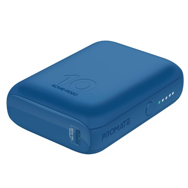 Promate Ultra-Compact Power Bank With 22W PD & Quick Charge 3.0 Acme-PD20.Blue